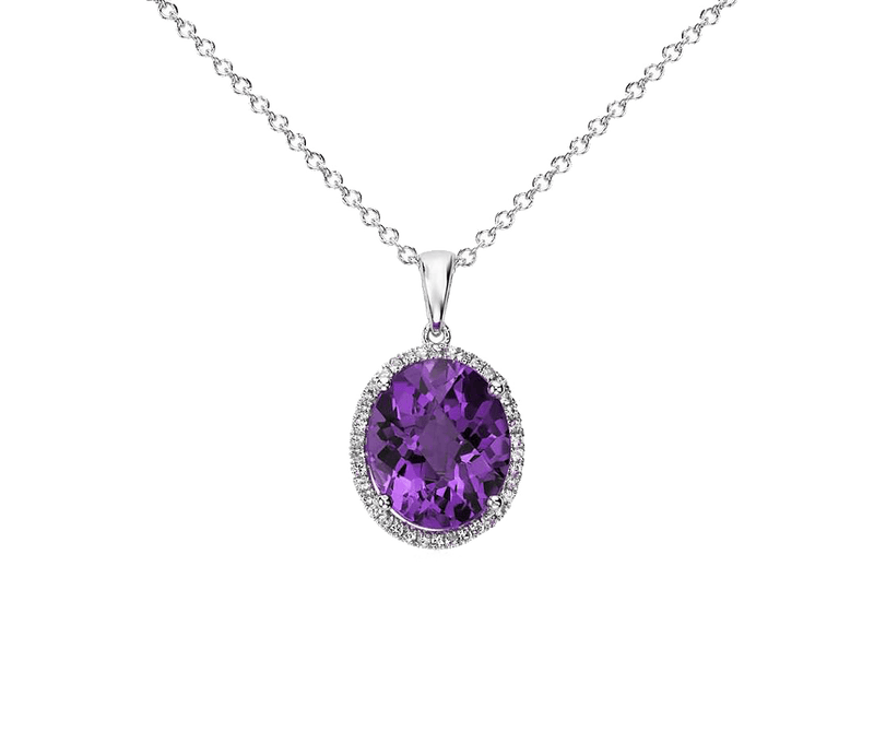 Amethyst Kathaila Round Silver Pendant: Saturn's Elegance | Brahmatells - BrahmatellsStore