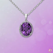 Amethyst Kathaila Round Silver Pendant: Saturn's Elegance | Brahmatells - BrahmatellsStore