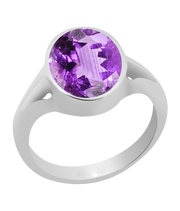 Amethyst Kathaila Round Silver Ring - Saturn's Spiritual Essence | Brahmatells - BrahmatellsStore