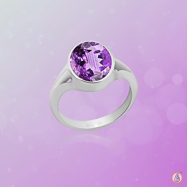 Amethyst Kathaila Round Silver Ring - Saturn's Spiritual Essence | Brahmatells - BrahmatellsStore