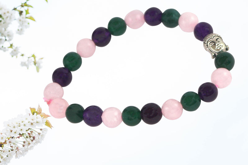 Amethyst, Rose Quartz, Green Jade Goodluck Bracelet | Brahmatells - BrahmatellsStore