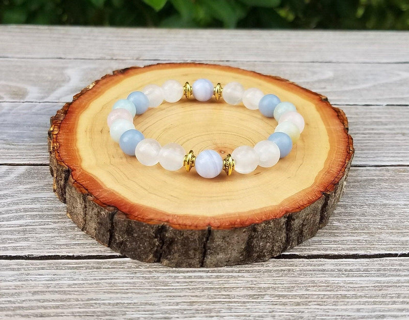 Aquamarine & Selenite Calming Spiritual Bracelet | Brahmatells - BrahmatellsStore