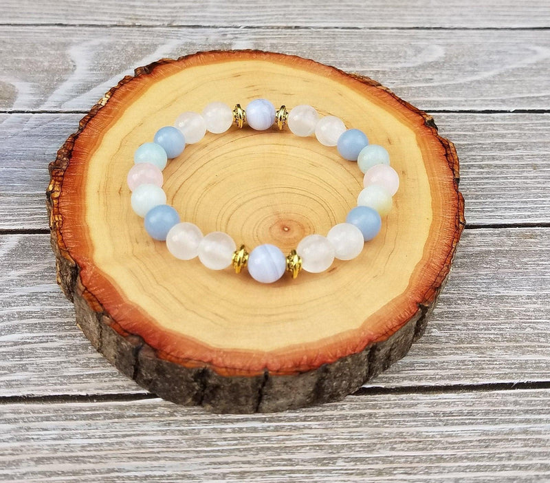 Aquamarine & Selenite Calming Spiritual Bracelet | Brahmatells - BrahmatellsStore