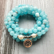 Aquamarine Stone Mala - 108 Natural Gemstone Beads for Meditation | Brahmatells - BrahmatellsStore