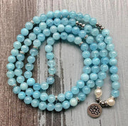 Aquamarine Stone Mala - 108 Natural Gemstone Beads for Meditation | Brahmatells - BrahmatellsStore