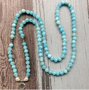 Aquamarine Stone Mala - 108 Natural Gemstone Beads for Meditation | Brahmatells - BrahmatellsStore