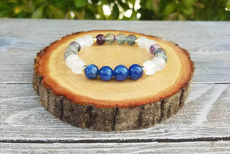 Aura Healing Bracelet: Kyanite, Selenite, Fluorite | Brahmatells - BrahmatellsStore