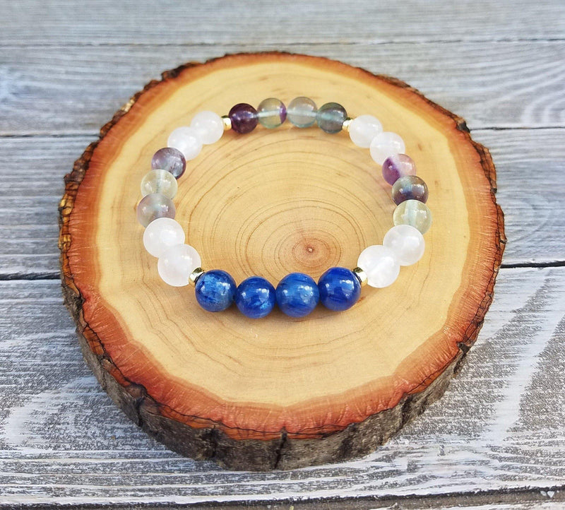 Aura Healing Bracelet: Kyanite, Selenite, Fluorite | Brahmatells - BrahmatellsStore