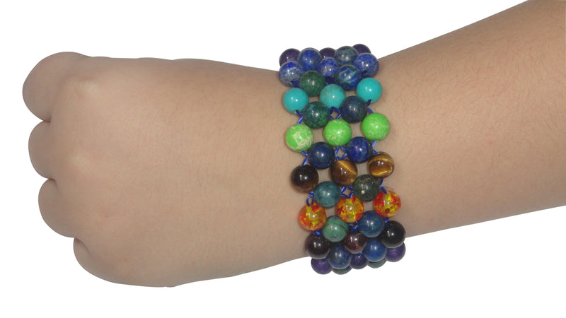 Azurite Triple Layer 7 Chakra Bracelet | Brahmatells - BrahmatellsStore