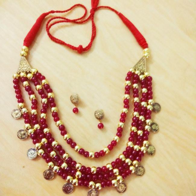 Beads and coin Jewellery Set - BrahmatellsStore