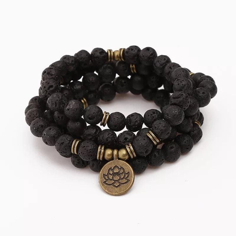 Black Lava Stone 108 Mala Beads - Meditation and Mindfulness | Brahmatells - BrahmatellsStore