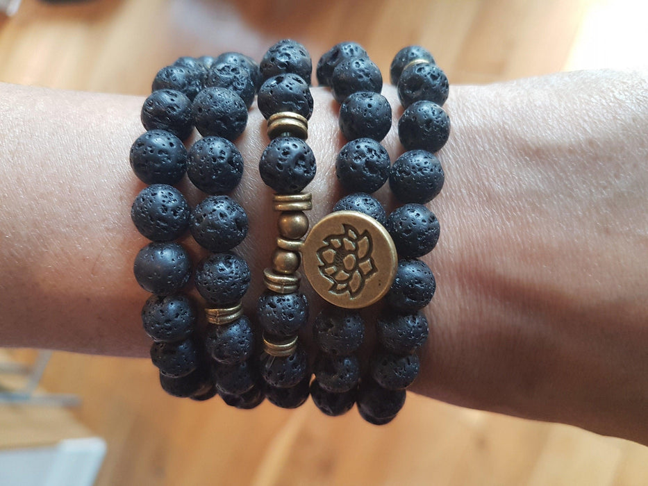 Black Lava Stone 108 Mala Beads - Meditation and Mindfulness | Brahmatells - BrahmatellsStore