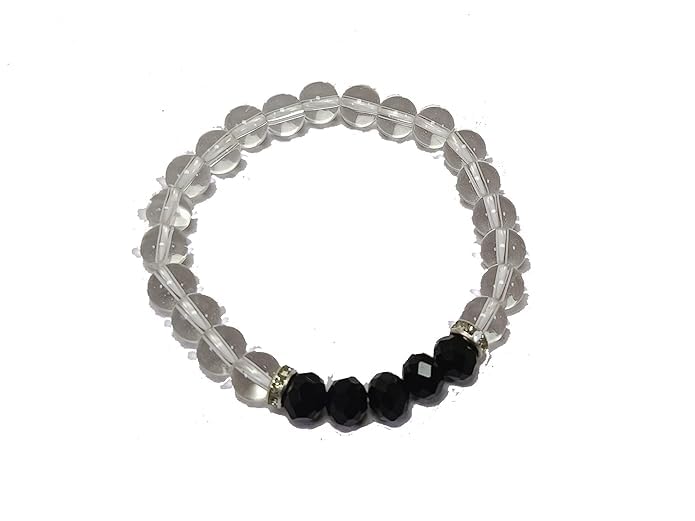 Black Obsidian Healing Bracelet - 8mm Round Cut Beads - BrahmatellsStore