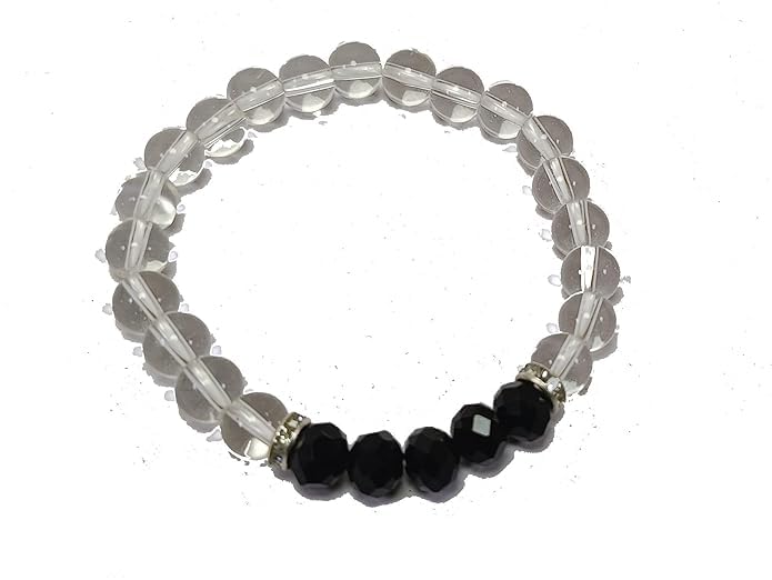 Black Obsidian Healing Bracelet - 8mm Round Cut Beads - BrahmatellsStore