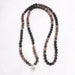 Black Onyx & Rhodonite 108 Mala Beads Necklace - Lotus Charm | Brahmatells - BrahmatellsStore