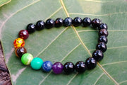Black Tourmaline 7 Chakra Bracelet | Spiritual Protection | Brahmatells - BrahmatellsStore