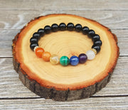 Black Tourmaline 7 Chakra Healing Bracelet | Brahmatells - BrahmatellsStore