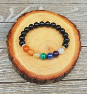 Black Tourmaline 7 Chakra Healing Bracelet | Brahmatells - BrahmatellsStore