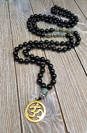 Black Tourmaline & Labradorite Empath Protection Mala | Spiritual Harmony | Brahmatells - BrahmatellsStore