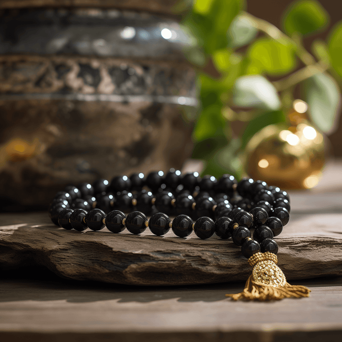 Black Tourmaline Mala Beads for Protection & Grounding | Brahmatells - BrahmatellsStore