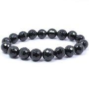 Black Tourmaline Reiki Healing Bracelet - 8mm Diamond Cut Beads - BrahmatellsStore