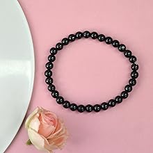 Black Tourmaline Reiki Healing Bracelet - 8mm Diamond Cut Beads - BrahmatellsStore