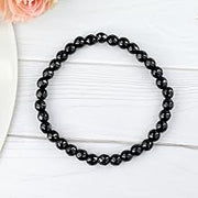 Black Tourmaline Reiki Healing Bracelet - 8mm Diamond Cut Beads - BrahmatellsStore