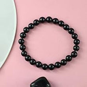 Black Tourmaline Reiki Healing Bracelet - 8mm Diamond Cut Beads - BrahmatellsStore