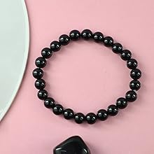 Black Tourmaline Reiki Healing Bracelet - 8mm Diamond Cut Beads - BrahmatellsStore