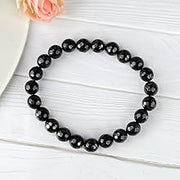 Black Tourmaline Reiki Healing Bracelet - 8mm Diamond Cut Beads - BrahmatellsStore