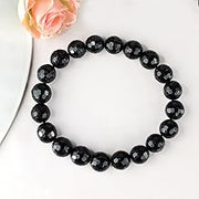Black Tourmaline Reiki Healing Bracelet - 8mm Diamond Cut Beads - BrahmatellsStore