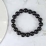 Black Tourmaline Reiki Healing Bracelet - 8mm Diamond Cut Beads - BrahmatellsStore