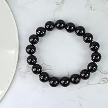 Black Tourmaline Reiki Healing Bracelet - 8mm Diamond Cut Beads - BrahmatellsStore
