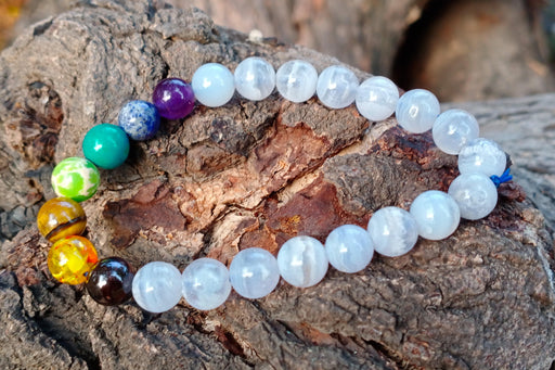 Blue Lace Agate & 7 Chakra Healing Bracelet | Brahmatells - BrahmatellsStore