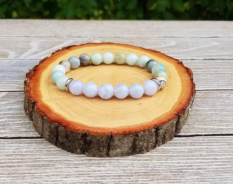 Blue Lace Agate & Amazonite Anxiety Soothing Bracelet | Brahmatells - BrahmatellsStore