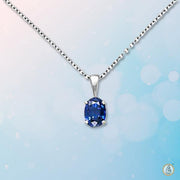 Blue Sapphire Oval Pendant: Saturn's Elegance | Brahmatells - BrahmatellsStore