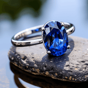 Blue Sapphire Oval Ring - Saturn's Elegance | Brahmatells - BrahmatellsStore
