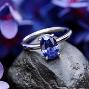 Blue Sapphire Oval Ring - Saturn's Elegance | Brahmatells - BrahmatellsStore