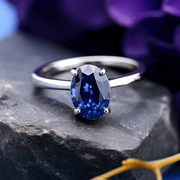 Blue Sapphire Oval Ring - Saturn's Elegance | Brahmatells - BrahmatellsStore