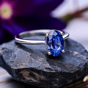 Blue Sapphire Oval Ring - Saturn's Elegance | Brahmatells - BrahmatellsStore