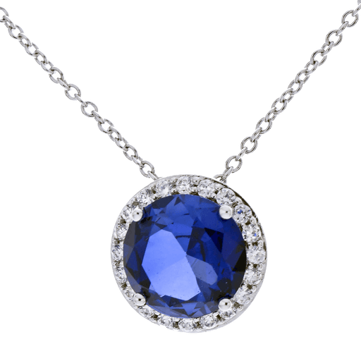 Blue Sapphire Round Pendant - Saturn's Elegance | Brahmatells - BrahmatellsStore