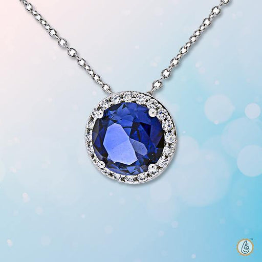 Blue Sapphire Round Pendant - Saturn's Elegance | Brahmatells - BrahmatellsStore