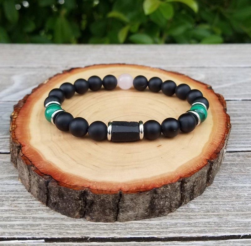 Brahmatells Empath Protection Bracelet with Malachite & Tourmaline - BrahmatellsStore