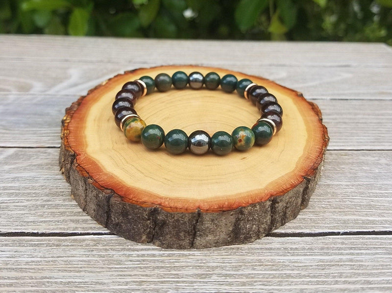 Brahmatells Grounding Bracelet: Bloodstone & Black Tourmaline | Harmonizing Astro Jewels - BrahmatellsStore
