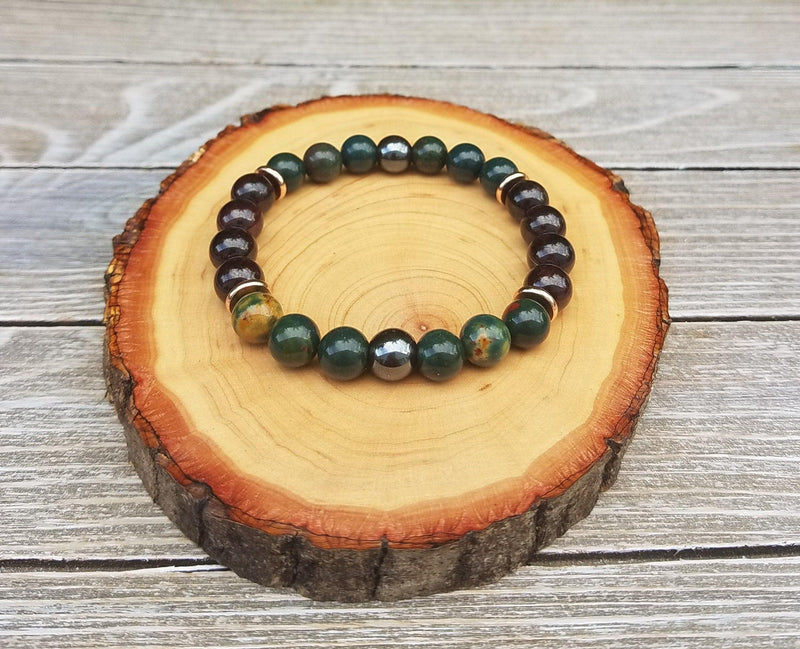Brahmatells Grounding Bracelet: Bloodstone & Black Tourmaline | Harmonizing Astro Jewels - BrahmatellsStore