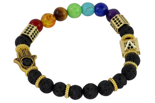 Brahmatells Lava Rock 7 Chakra Bracelet with Charms – Embrace Balance and Style - BrahmatellsStore