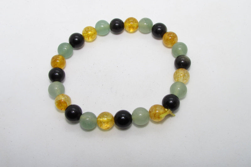 Brahmatells Path to Abundance Bracelet – Citrine, Black Obsidian & Green Aventurine - BrahmatellsStore