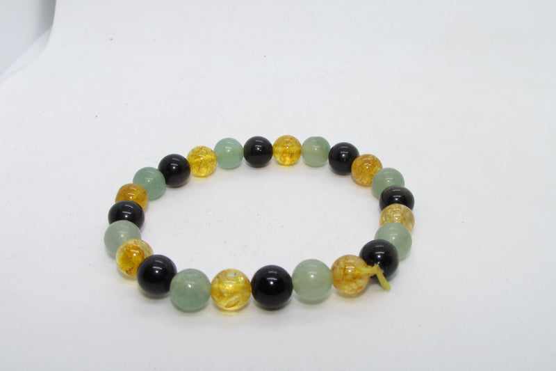 Brahmatells Path to Abundance Bracelet – Citrine, Black Obsidian & Green Aventurine - BrahmatellsStore