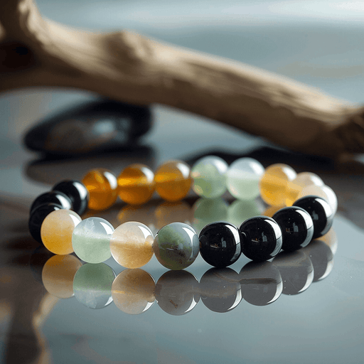 Brahmatells Path to Abundance Bracelet – Citrine, Black Obsidian & Green Aventurine - BrahmatellsStore