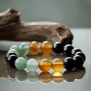 Brahmatells Path to Abundance Bracelet – Citrine, Black Obsidian & Green Aventurine - BrahmatellsStore